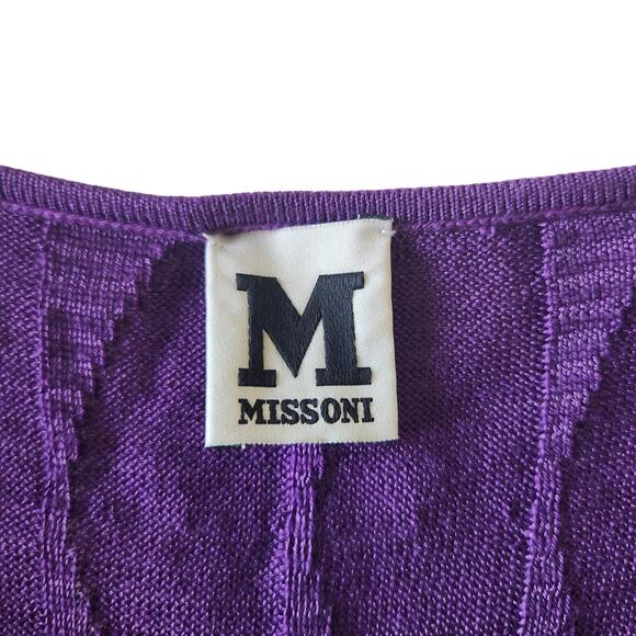 M Missoni Knit Crochet Fit & Flare Dress Purple IT Size 38 / US Size 2 - Picture 7 of 9